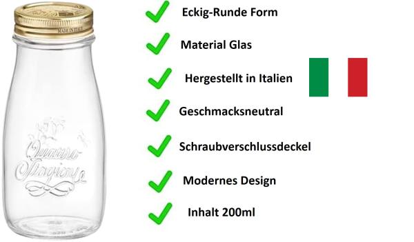 Glas Flaschen Quattro Stagioni 400ml - 12 Stück - Smoothieglas